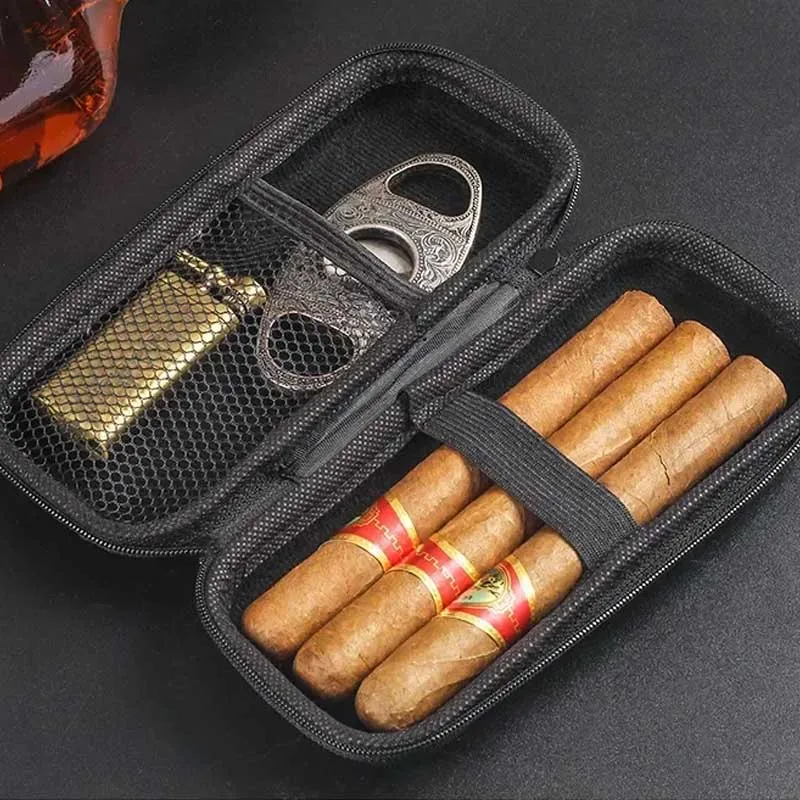 Travel Accessories And Bags - กระเป๋าใส่ซิการ์แบบพกพา EVA น้ำหนักเบา กระเป๋าเก็บของสำหรับเดินทาง สำหรับใส่ซิการ์ ไฟแช็ก