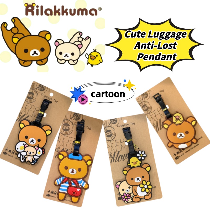 Travel Accessories Personalised - ป้ายติดกระเป๋าเดินทางลายริลัคคุมะ ดีไซน์สร้างสรรค์ ป้องกันการสูญหาย จี้ห้อยน่ารักลายการ์ตูน สไตล์อินเทรนด์ สำหรับเดินทางและไปโรงเรียน