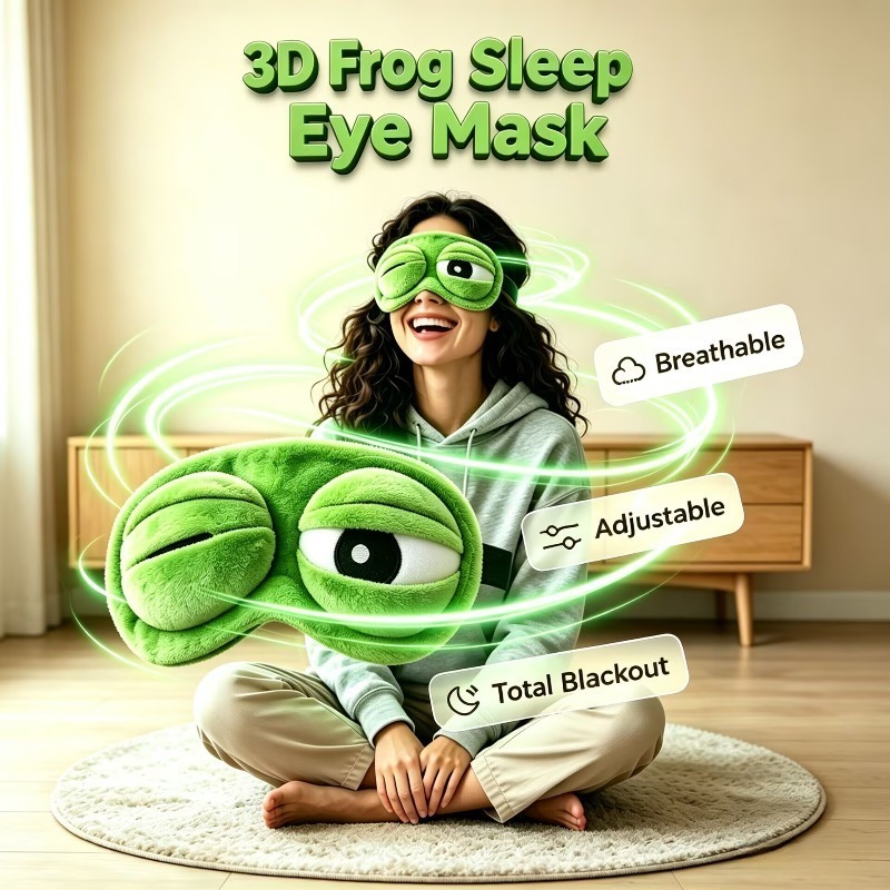 Eye Mask Sleep Travel - หน้ากากปิดตา 3D รูปกบสุดน่ารัก นุ่มพิเศษ ปรับได้ ปิดแสงได้สนิท