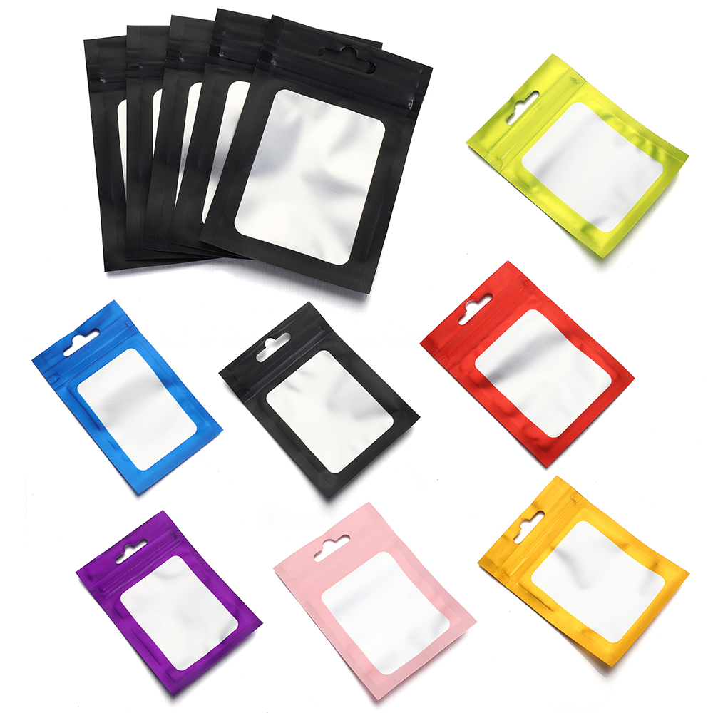 Reusable Zip Bag - 50ชิ้นสีดําฟอยล์กระเป๋านํามาใช้ใหม่ปิดผนึกตัวเองถุงMylar Ziplock Hang