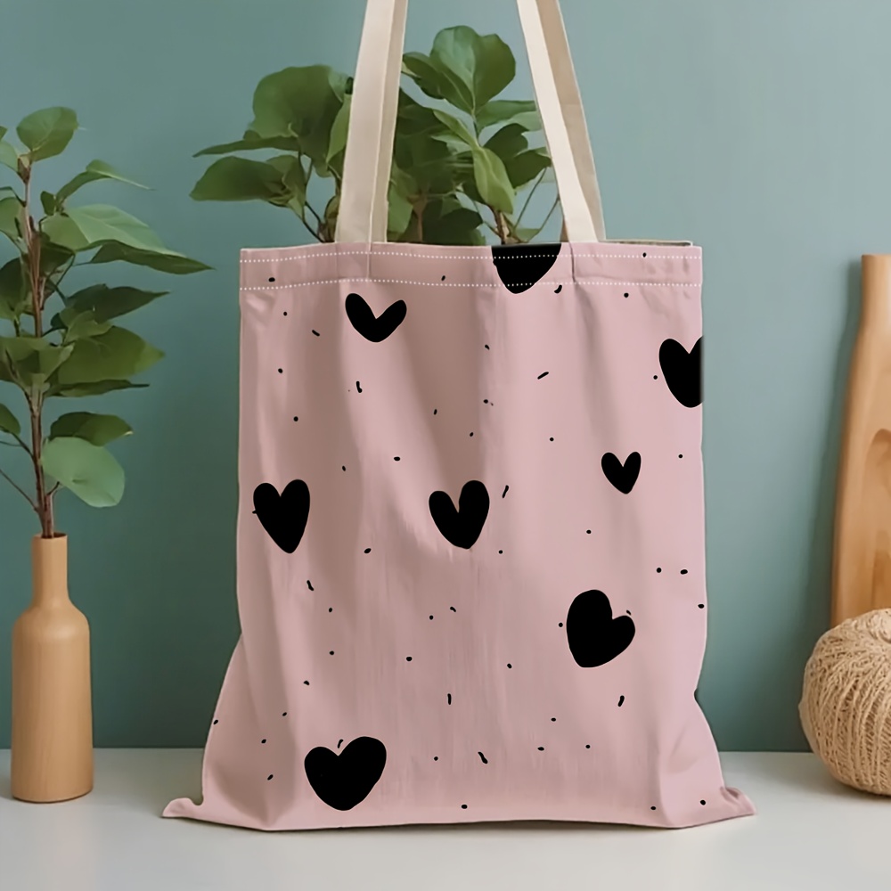Reusable Zip Bag - กระเป๋าผ้าแคนวาสพิมพ์ลาย Heartless เหมาะสำหรับใช้ในชีวิตประจำวัน ช้อปปิ้ง ไปโรงเรียน และเดินทาง