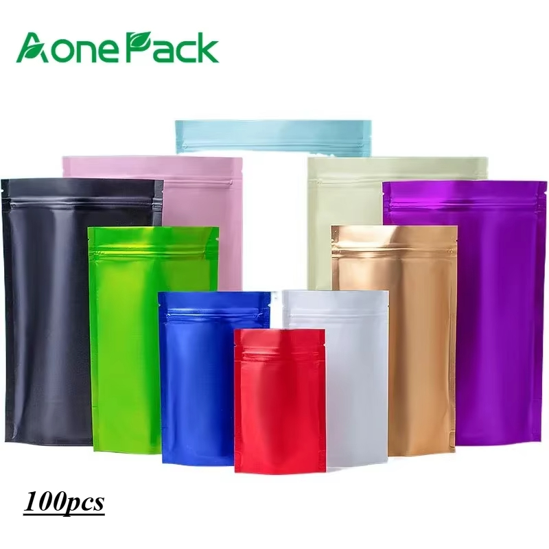 Reusable Zip Bag - 100 ชิ้น Custom Matt สําเร็จรูปเมล็ดบรรจุภัณฑ์ถุงพลาสติก ZipLock