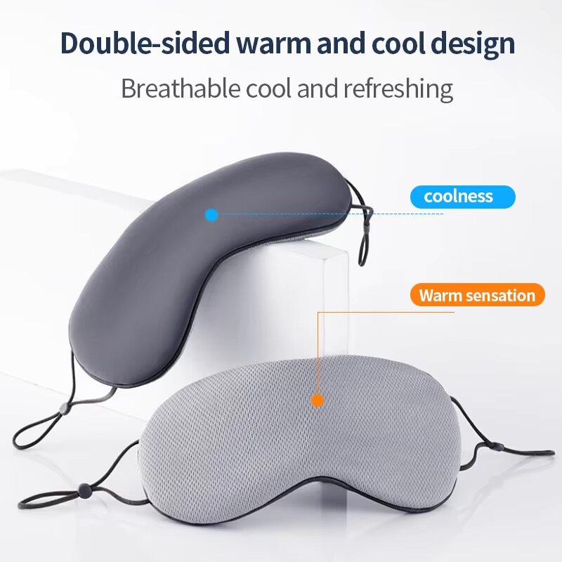 Eye Mask Sleep Travel - หน้ากากปิดตาสำหรับนอนหลับ สไตล์เกาหลี ผ้าไหมน้ำแข็ง ให้ความอบอุ่นและเย็น ใช้ได้สองแบบ ปรับได้