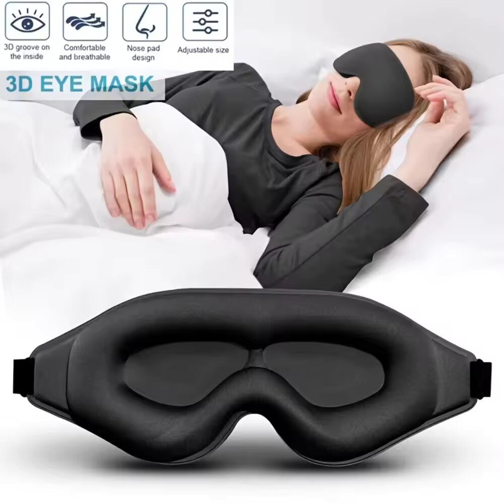 Eye Mask Sleep Travel - ผ้าปิดตา 3 มิติ สวมใส่สบาย ระบายอากาศได้ดี พร้อมแผ่นรองจมูก