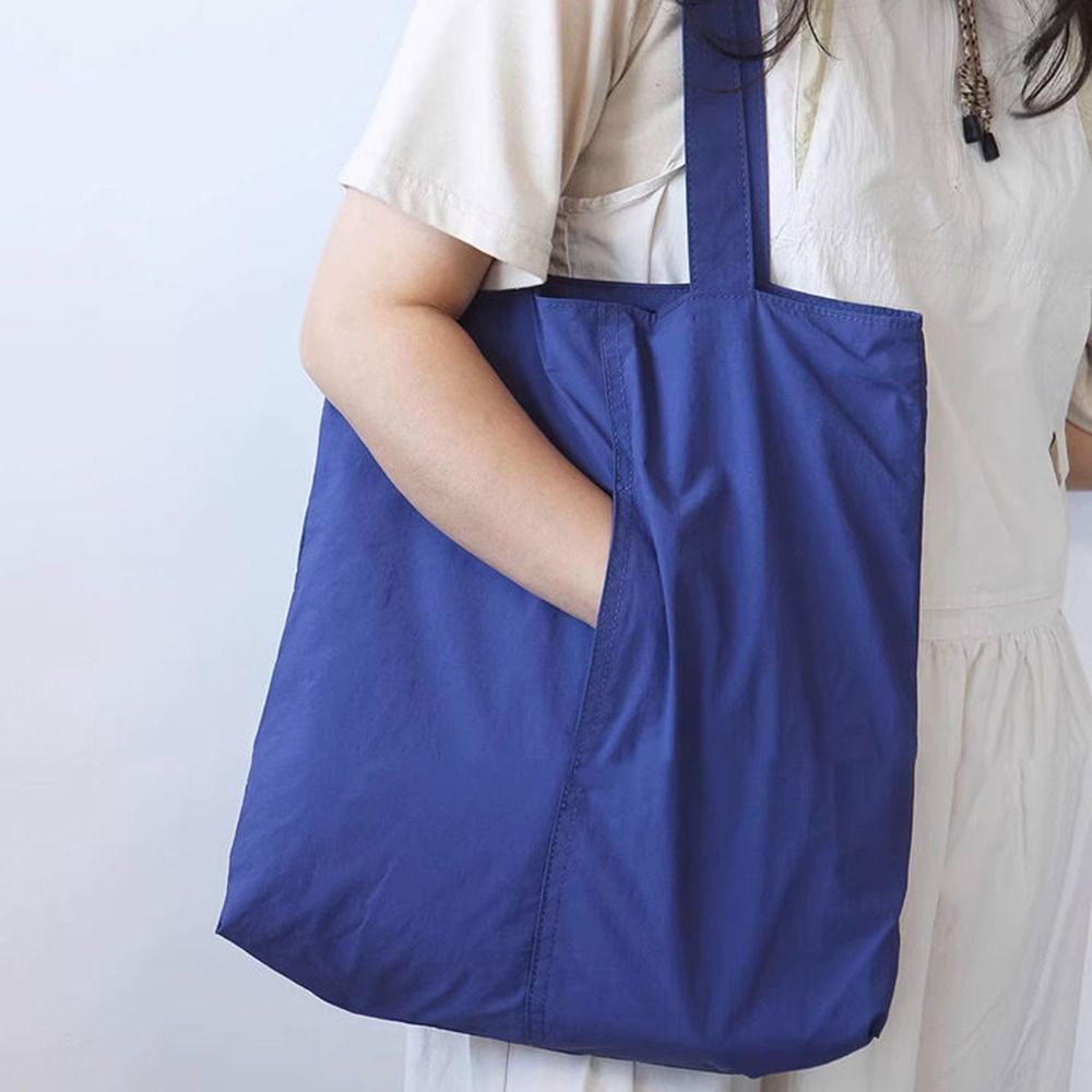 Reusable Zip Bag - กระเป๋าช้อปปิ้งผู้หญิงความจุขนาดใหญ่ กระเป๋าใส่ของกันขโมยแบบพับได้ กระเป๋าถือแบบใช้ซ้ำได้ กระเป๋าไนลอนแบบมีกระเป๋าในตัว กระเป๋าสะพายข้าง กระเป๋าสำหรับสาววิทยาลัย