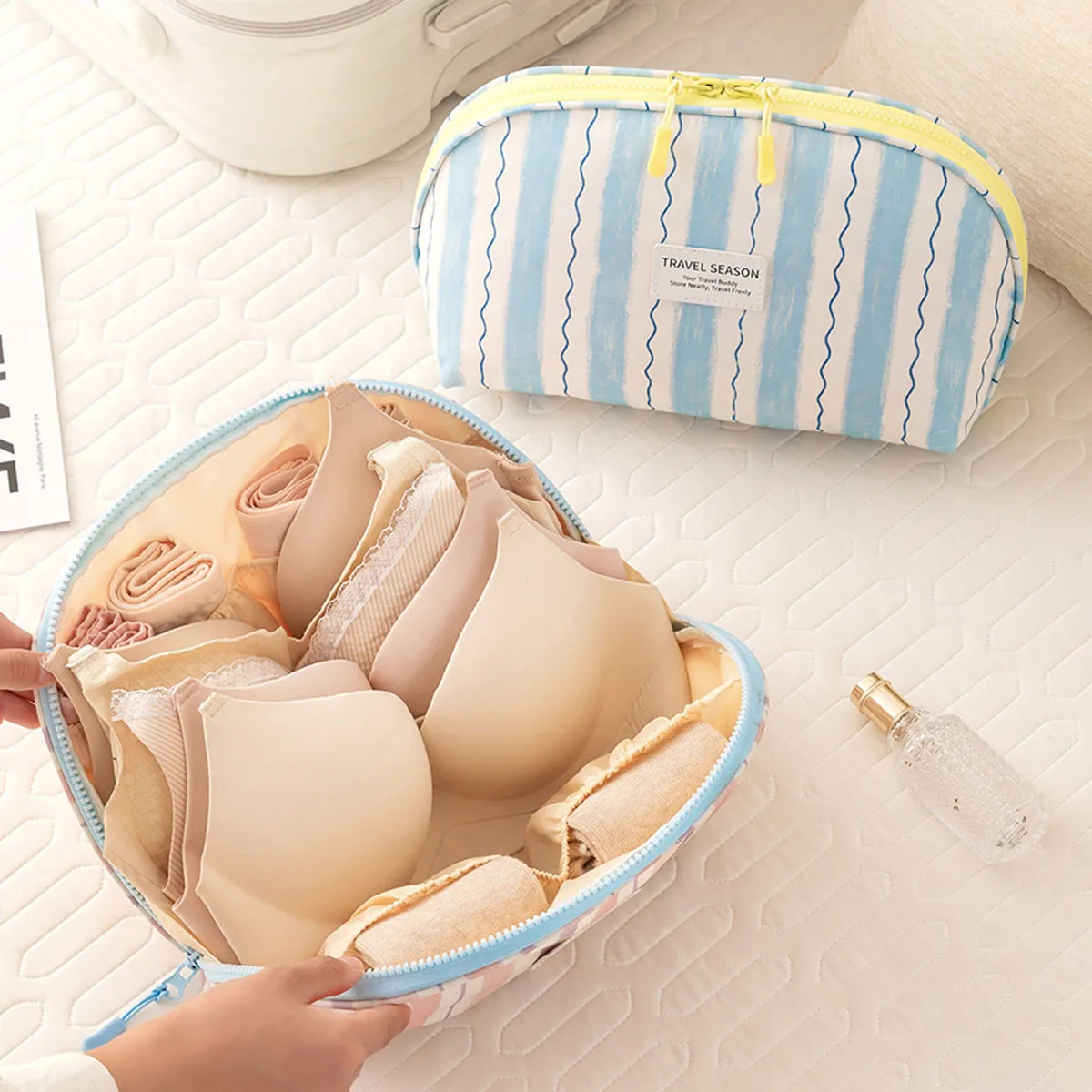 Travel Accessories And Bags - กระเป๋าเก็บชุดชั้นในแบบพกพาอเนกประสงค์กระเป๋าเดินทางผ้าอ็อกซ์ฟอร์ดกระเป๋าเดินทางสำหรับถุงเท้าบราอุปกรณ์เสริม