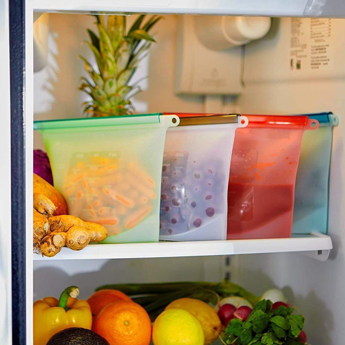 5 ชิ้นซิลิโคนภาชนะเก็บอาหารภาช - Reusable Zip Bag บทวิจารณ์และราคา
