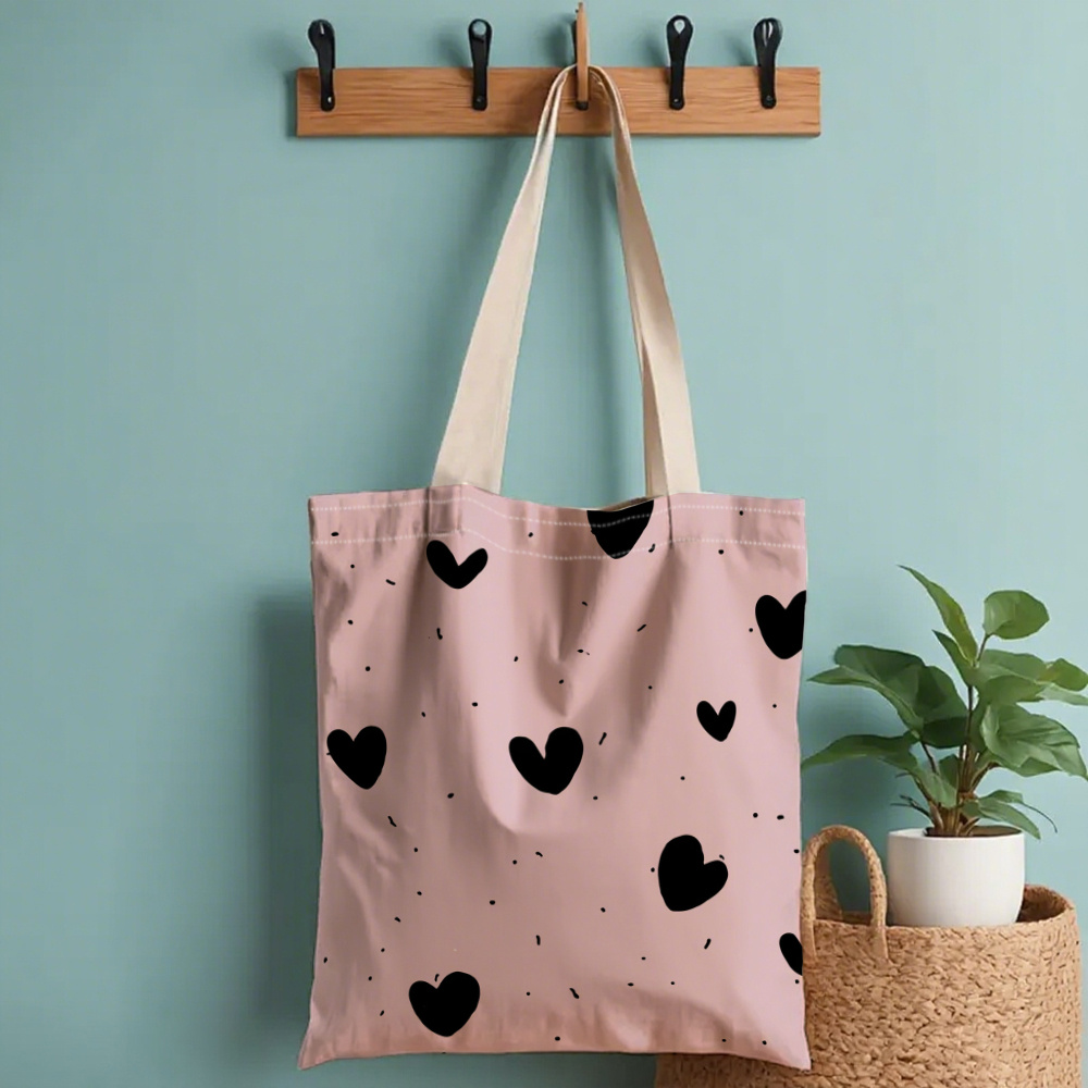 กระเป๋าผ้าแคนวาสพิมพ์ลาย Heart - Reusable Zip Bag บทวิจารณ์และราคา