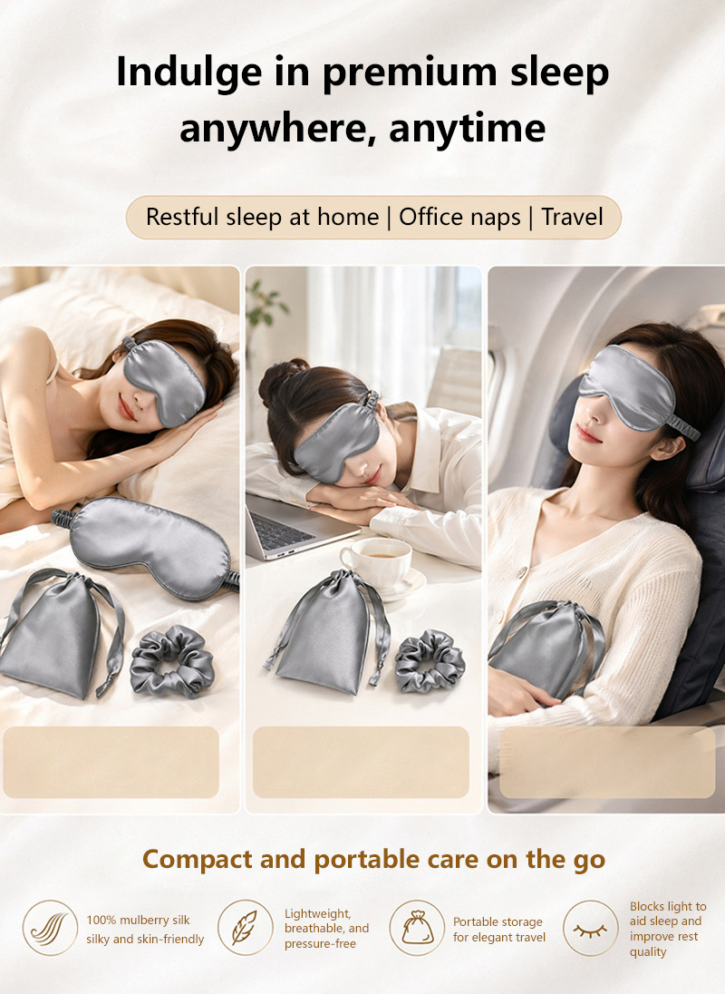 ผ้าปิดตาไหมสองด้าน ป้องกันแสง  - Eye Mask Sleep Travel บทวิจารณ์และราคา